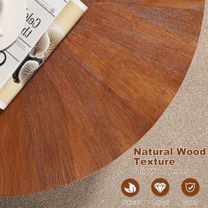 Farmhouse round Coffee Table Set of 3, Boho Sofa Side Nesting Tables End Table Set with Wood Natural Finish for Living Room, Bedroom, Home Office,Brown
