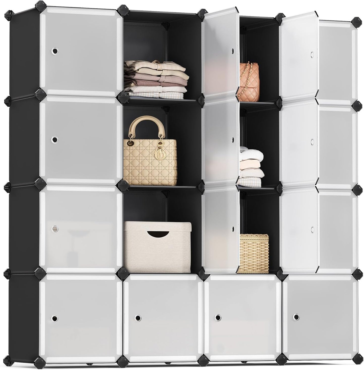 Cube Storage Organizer, 12-Cube Closet Storage Shelves, Modular Bookcase, Black ULPC34HV1