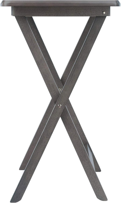 Dorian Oversized Snack Table Set, Oyster Gray (Brown Base) (Replace Color May Vary)., 23.62 X 15.75 X 25.51, 5Pc