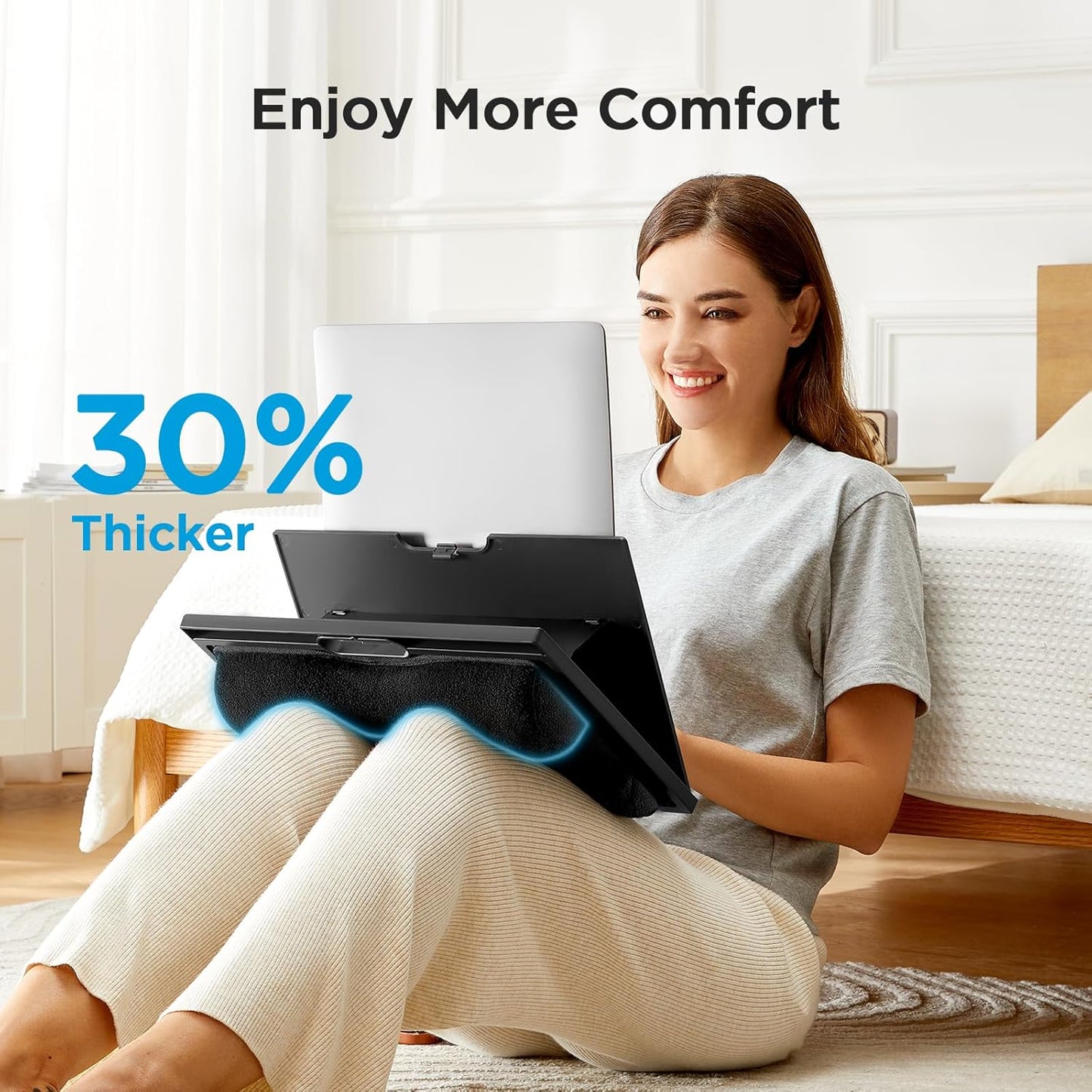 Adjustable Laptop Stand with 8 Angles - Dual Cushion Desk for Sofa, Bed, Car or Work Table by