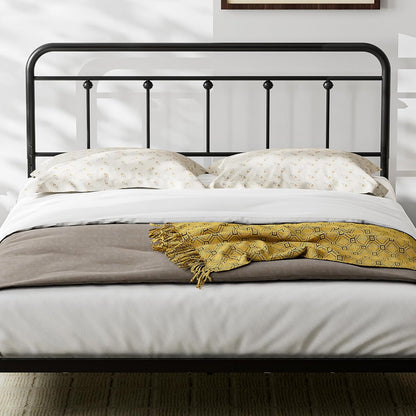 Queen Size Headboard with Black Metal Construction, Adjustable Height, Sturdy Farmhouse Wrought Iron Headboards Only