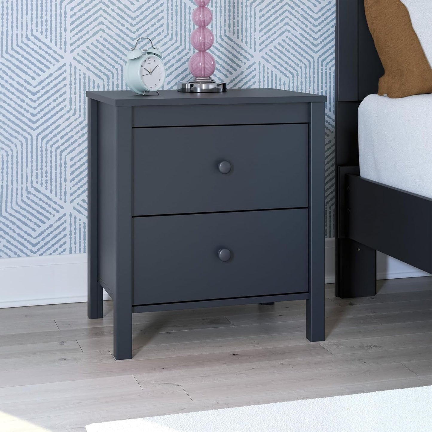 Simmenfort Retro 2 Drawer Nightstand, Blue