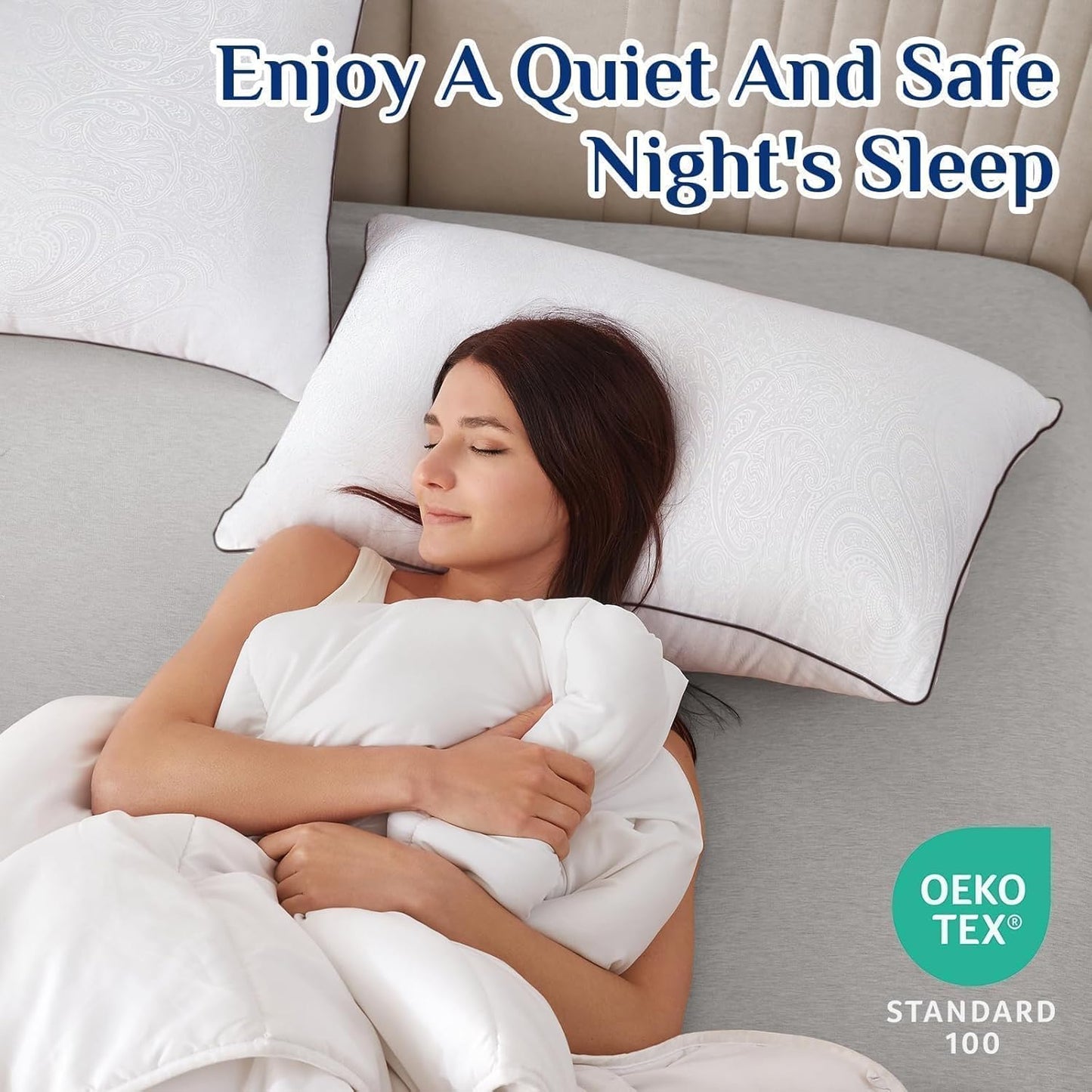 King Size Pillows Set of 2 for Sleeping, Soft and Supportive Bed Pillows with down Alternative Filling for Side and Back Sleepers, Hotel Collection