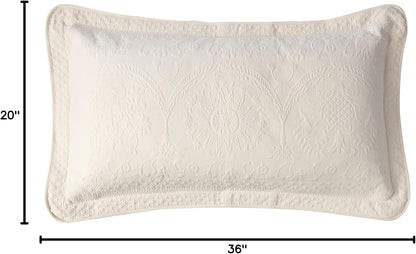 King Charles Modern Farmhouse Floral Matelasse Decorative Pillowcase, 100% Cotton Breathable Bedding, King Sham (20" X 36"), Ivory