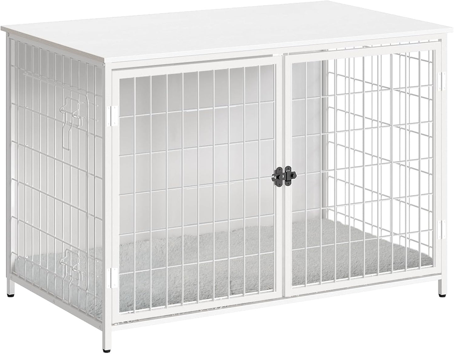 Dog Crate Furniture with Cushion, Wooden Dog Kennel with Double Doors, Heavy Duty Dog Cage for Small/Medium/Large Dogs, Indoor Dog House End Table, 31.5" L, Greige DCHG0701