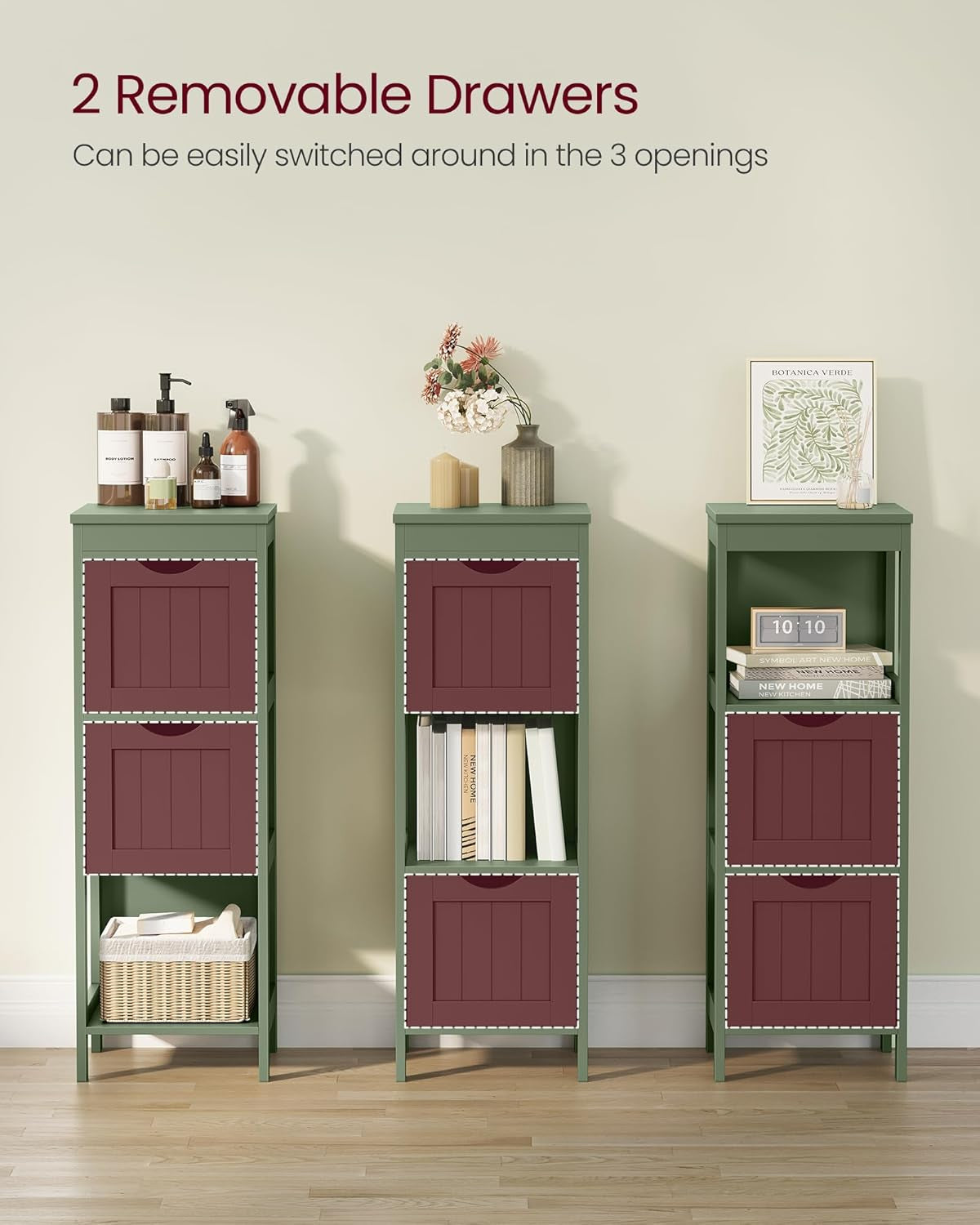Bathroom Floor Cabinet, Bathroom Storage Organizer Rack Stand, Multifunctional Corner Unit, 2 Drawers, 35 Inches in Height, Dove Gray UBBC042G02