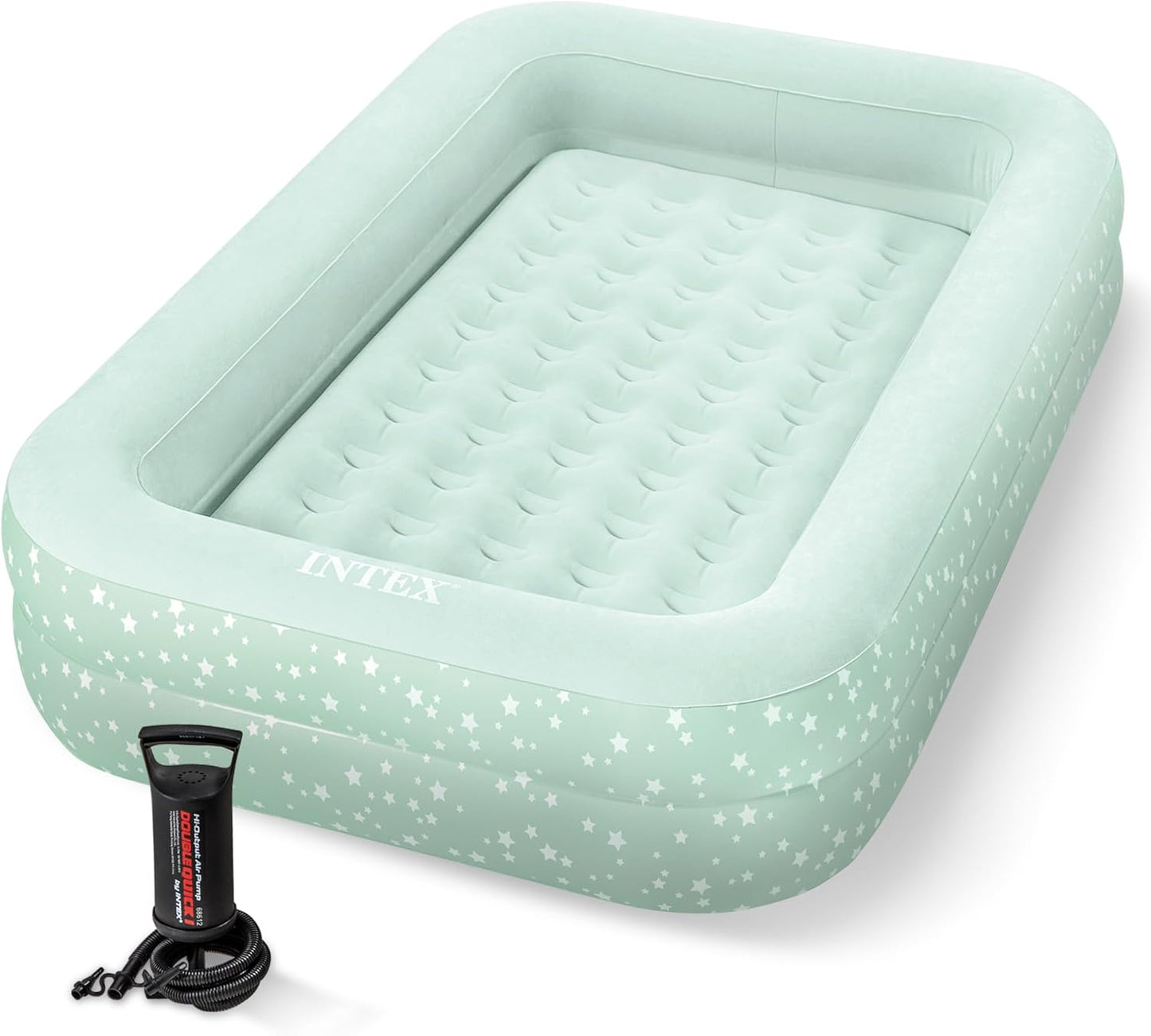 Kids Travel Air Mattress Inflatable Bed with Raised Sides and Hand Pump - Portable Blow-Up Toddler Traveler Bed for Children'S Naps or Sleep