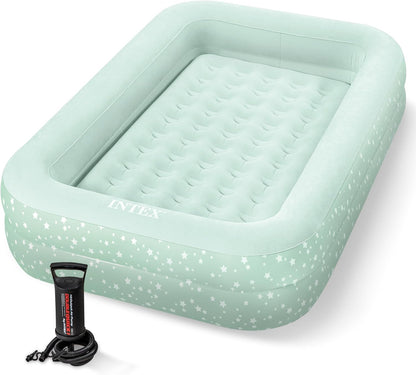 Kids Travel Air Mattress Inflatable Bed with Raised Sides and Hand Pump - Portable Blow-Up Toddler Traveler Bed for Children'S Naps or Sleep