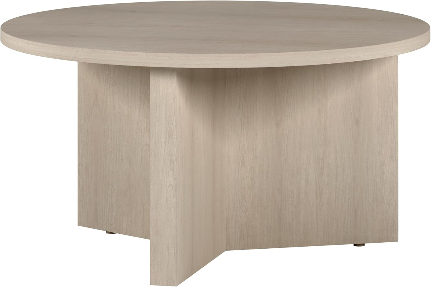 32" round Wood Pedestal Coffee Table for Living Room, Family Room, Office, or Apartment, Alder White