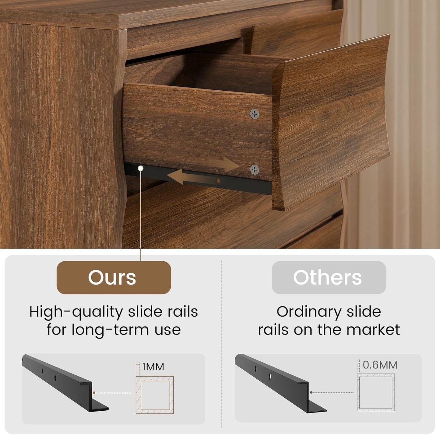 Tall Dresser for Bedroom, 61.1" Tall Dresser with 8 Drawers, Wood Dressers & Chests of Drawers, Accent Upright Drawer Organizers for Closet, Hallway