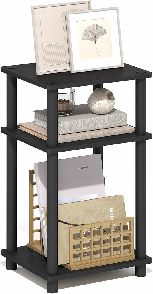 Turn-N-Tube Side Table, 3-Tier End Table, Night Stand, Bedside Table, for Living Room, Bedroom, Dark Americano