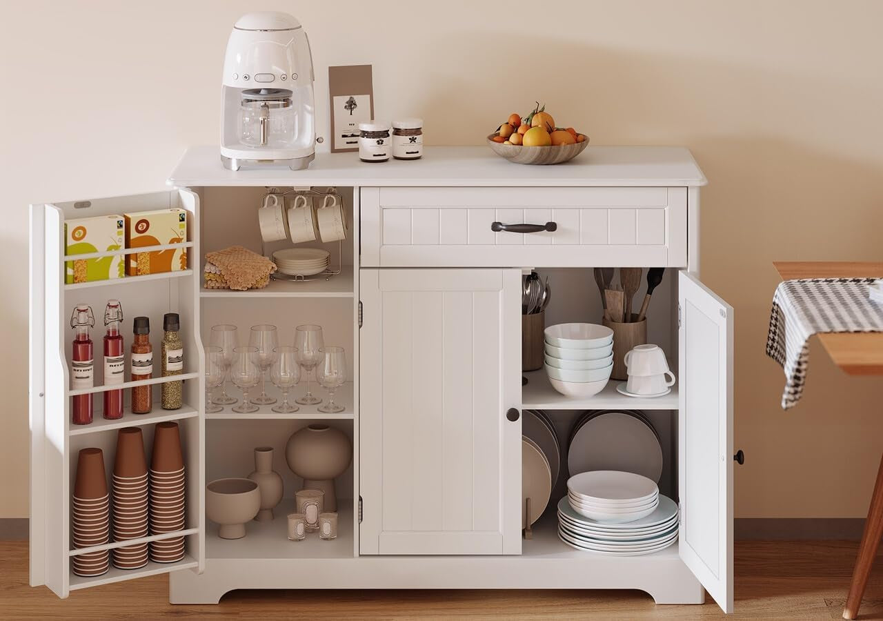 Kitchen Sideboard Buffet Cabinet with Storage Small Coffee Bar Cabinet with Drawer, Kitchen Pantry Storage Cabinet with Door and Shelves for Bathroom and Living Room