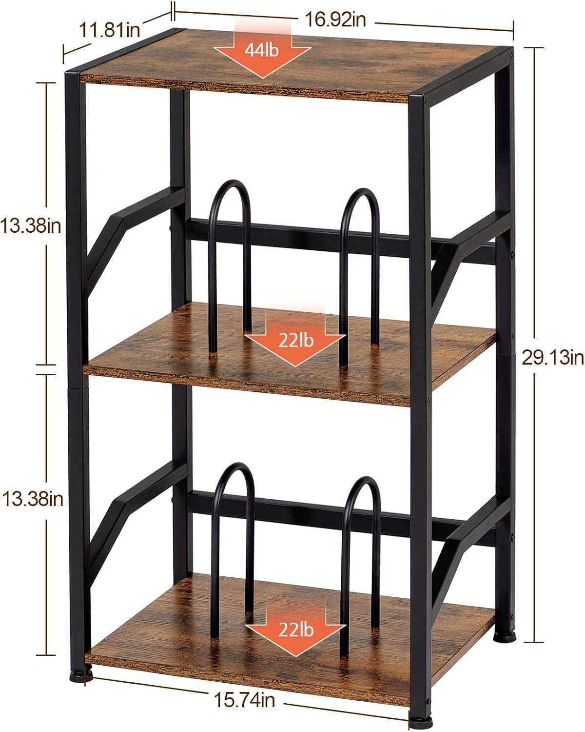 Record Player Stand, Vinyl Record Storage up to 200 Albums, 3 Tier End Table with Removable Dividers, Tall Side Table for Living Room, Bedroom, Rustic Brown, HETCD010BR-1