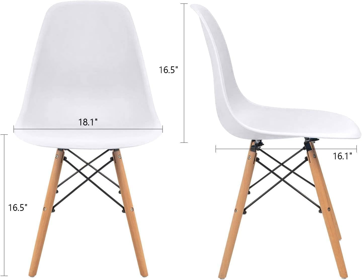 Modern Style Dining Chair Mid Century Modern DSW Chair, Shell Lounge Plastic Chair for Kitchen, Dining, Bedroom, Living Room Side Chairs Set of 4(White)