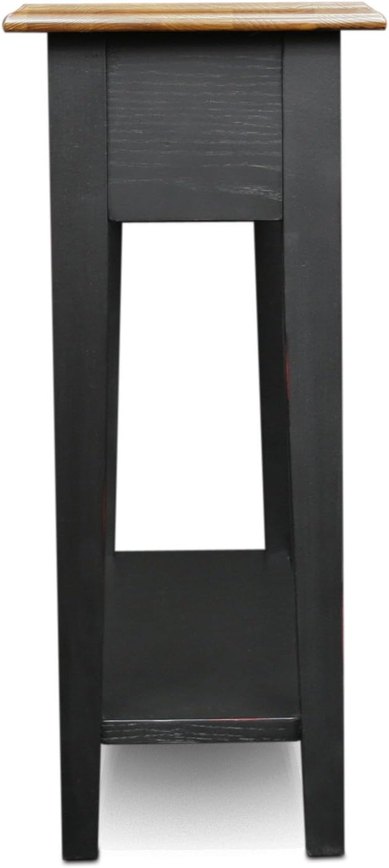 Haven Ridge Narrow Solid Wood Side Table with Drawer and Shelf, Medium Oak Brown and Slate Black, Perfect for Living Rooms, Bedrooms, and Small Spaces – , 9017-SL