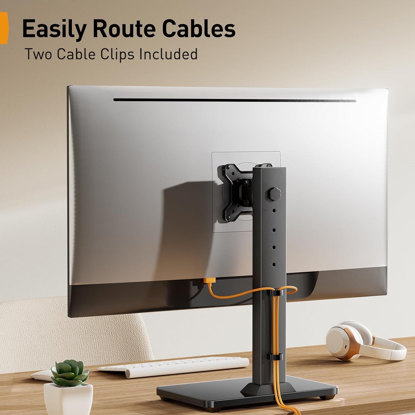 Monitor Stand, Freestanding Monitor Mount for 13-34 Inch Screens with 360 Degree Rotation, 5 Height Settings, Adjustable Desk Riser with Swivel and Tilt, Max VESA 100X100Mm, PGTVS29