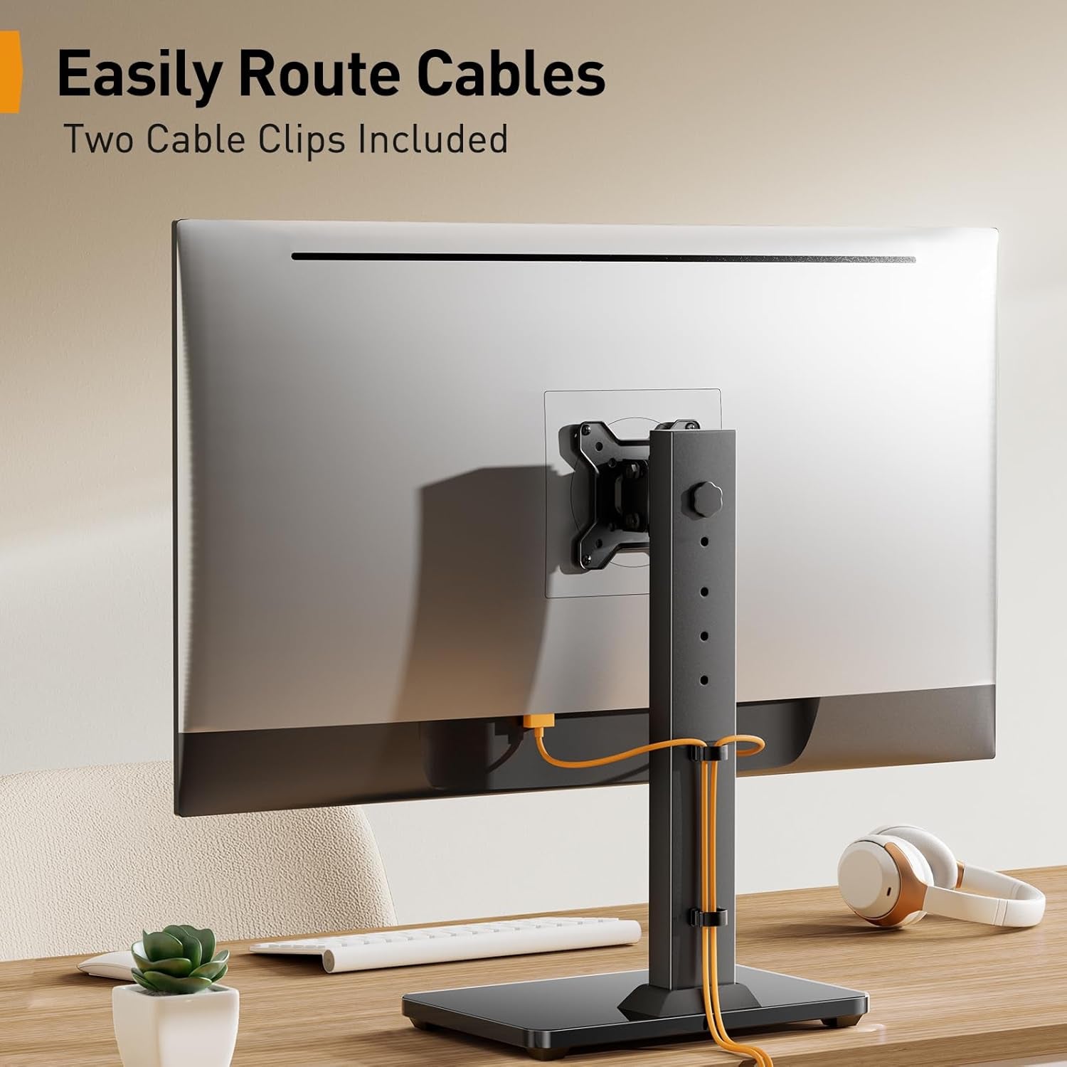 Monitor Stand, Freestanding Monitor Mount for 13-34 Inch Screens with 360 Degree Rotation, 5 Height Settings, Adjustable Desk Riser with Swivel and Tilt, Max VESA 100X100Mm, PGTVS29