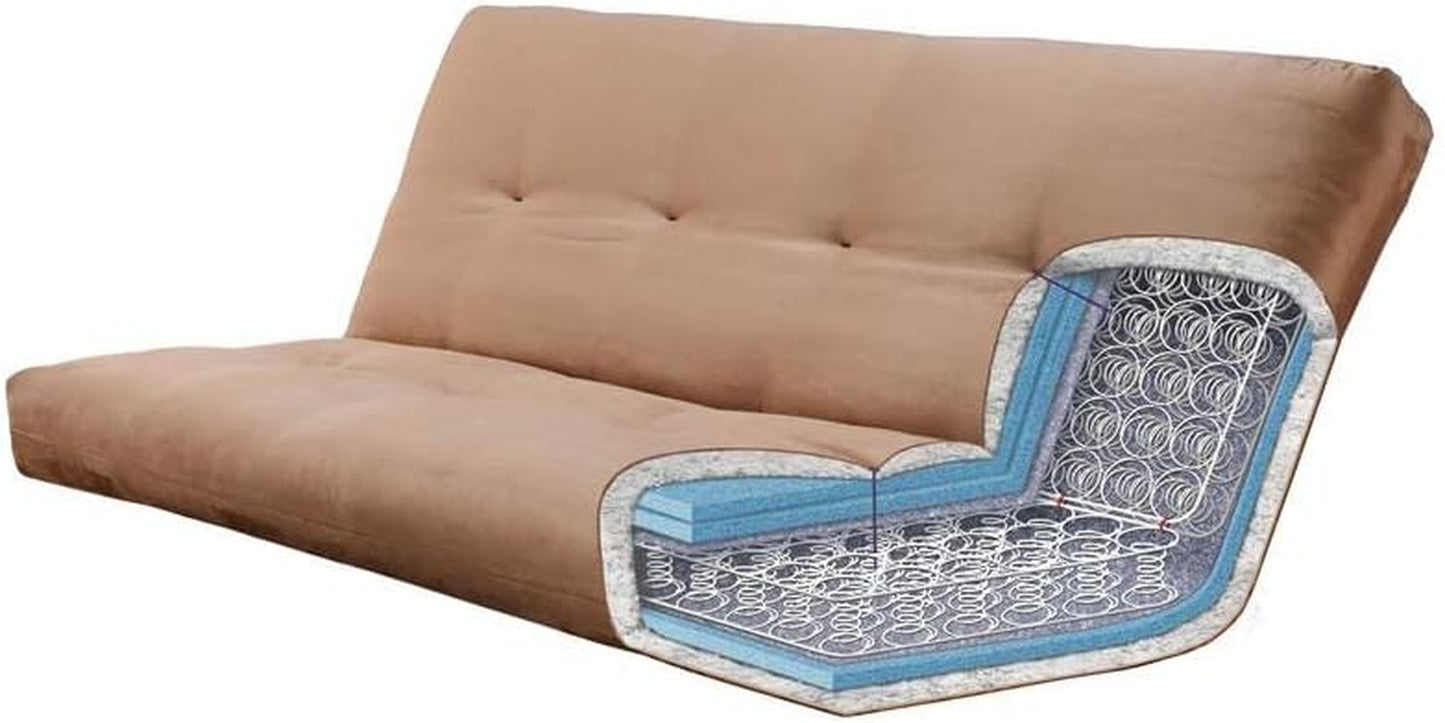 Phoenix Queen Butternut Wood Storage Futon-Linen Stone Mattress