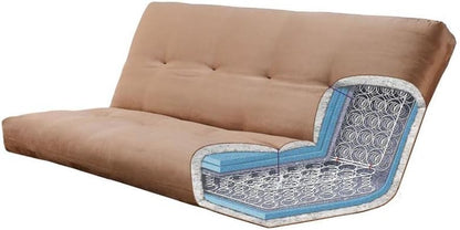 Phoenix Queen Butternut Wood Storage Futon-Linen Stone Mattress