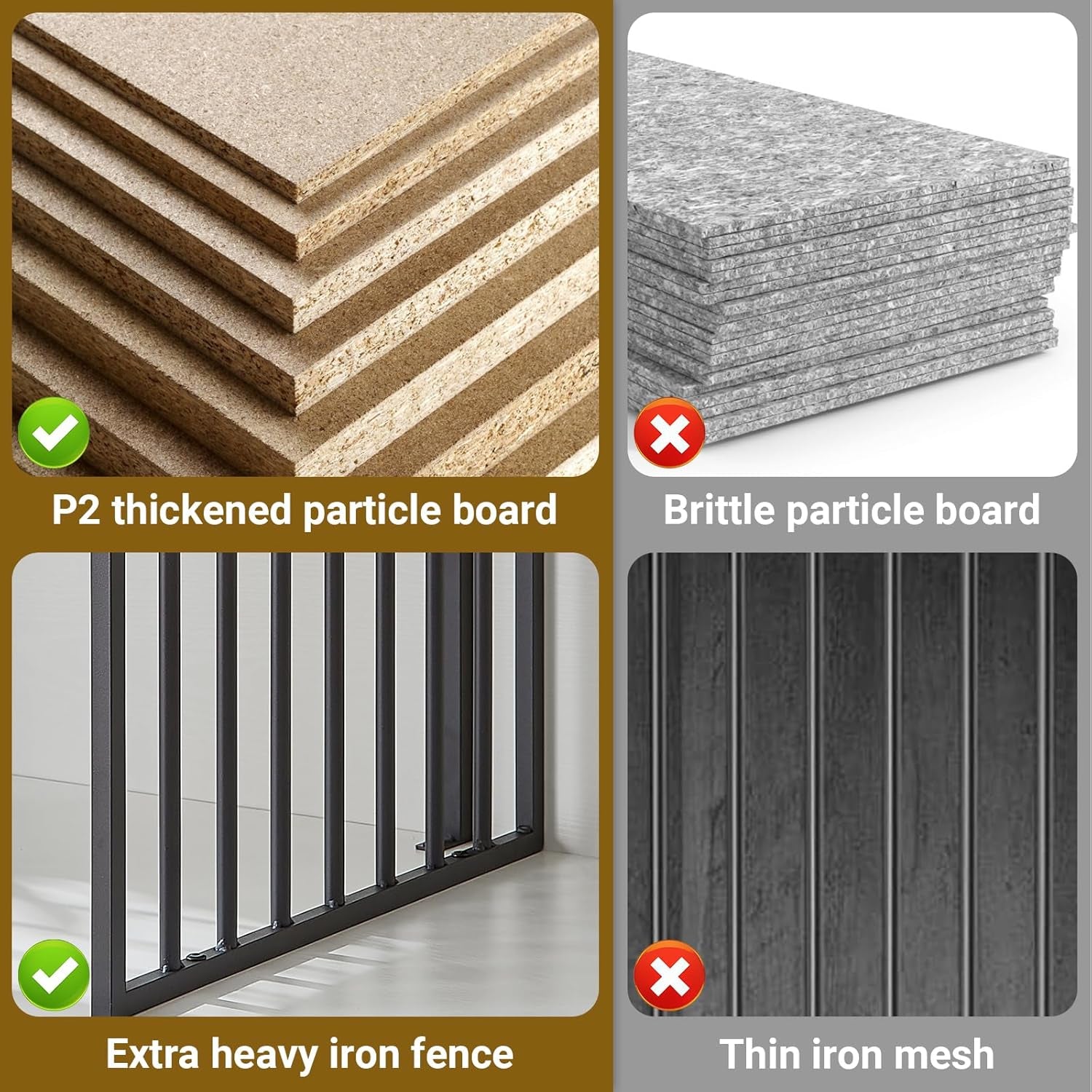 60.6" Double Dog Crate Furniture, Large Dog Kennel Furniture TV Stand for 2 Dogs, Furniture Style Dog Crates End Table, Wood Crates for Dogs Grey