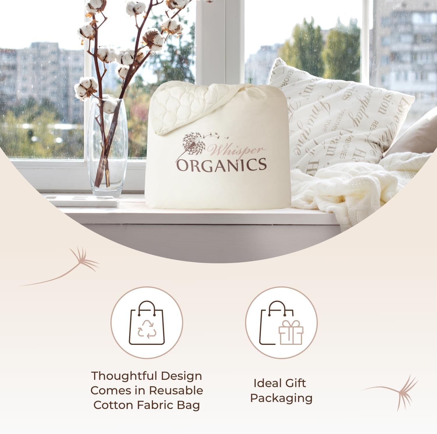 100% Cotton Organic Mattress Pad - Breathable & Cooling Mattress Protector King Size - Premium 300GSM Quilted and Machine Washable - Fairtrade & GOTS Certified Bed Protector (Ivory, King)