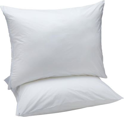 down Alternative Bed Pillows and Pillow Protector Case 2-Piece Set, Medium Density, Standard - Pack of 2, White, 26"L X 20"W