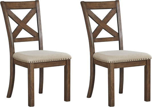 Moriville Modern Farmhouse 19" Upholstered Dining Room Chair, 2 Count, Brown