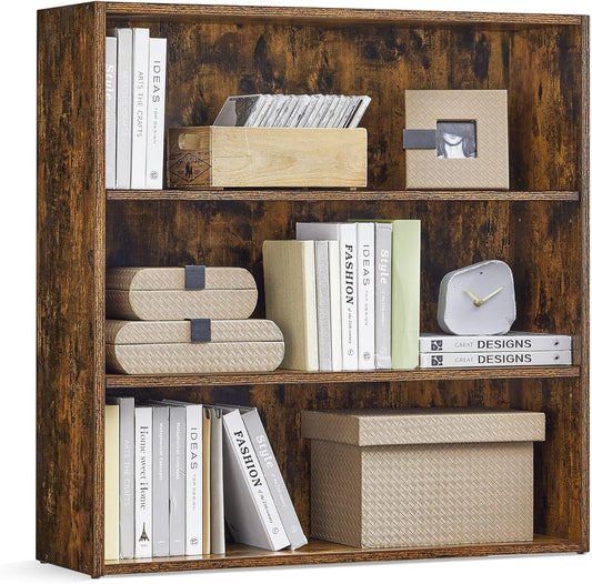 Custos Collection - Bookshelf, 3-Tier Bookcase, Book Shelf, Open Storage Shelf, 9.4 X 31.5 X 32 Inches, for Living Room, Home Office, Dinning Room, Rustic Brown ULBC173X01