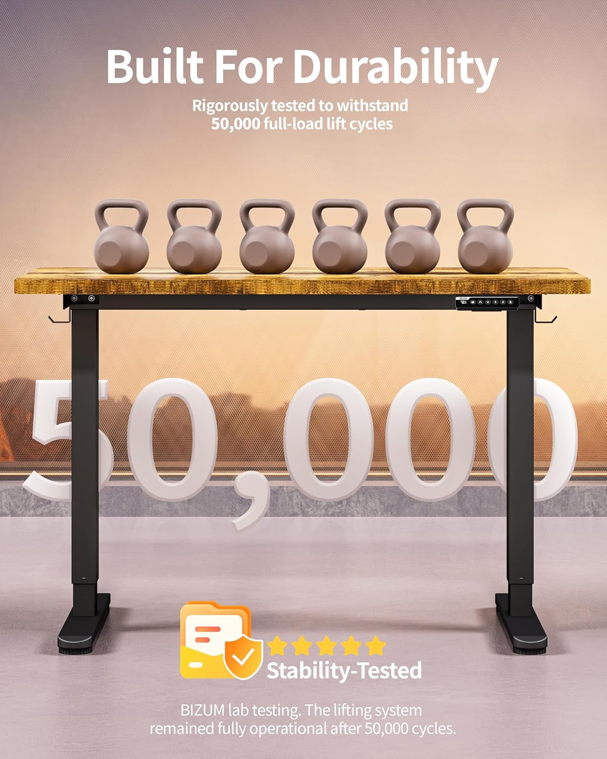 Standing Desk Electric Adjustable Computer Desk-Stand up Desk Office Gaming Home Office Memory Desks 48X24 Inches Black Frame/Rustic Brown Top