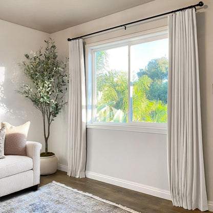 100% Blackout Curtains for Bedroom, Black Out Curtains 84 Inch Long, Clip Rings Linen Blackout Drapes, Thermal Insulated Room Darkening for Living Room, 2 Panels - Beige,W50Xl84