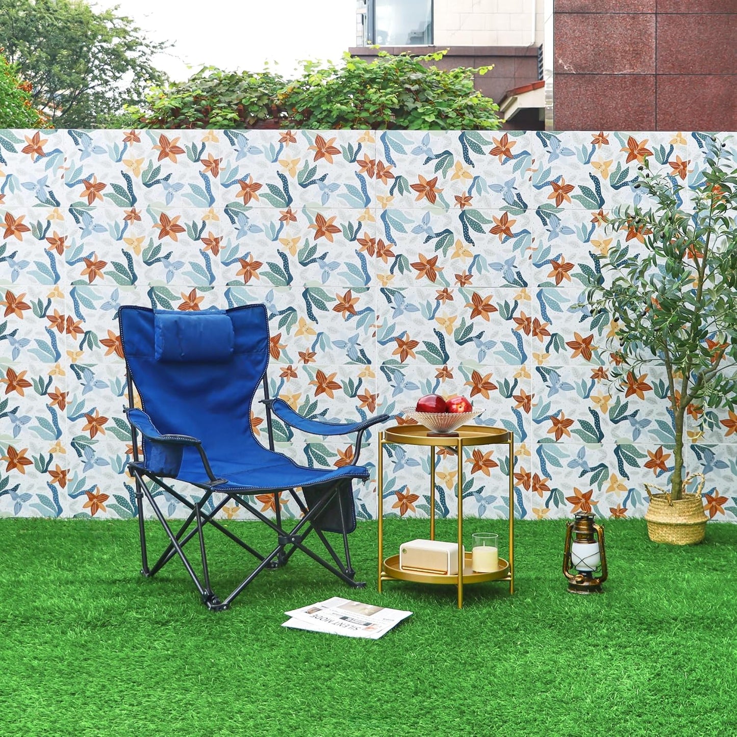 2-Tier round End Side Table, Small Metal Side Table with Removable Tray, Folding Accent Tables for Living Room, Balcony, Nightstand for Bedroom, Outdoor Tables for Patio, Gold