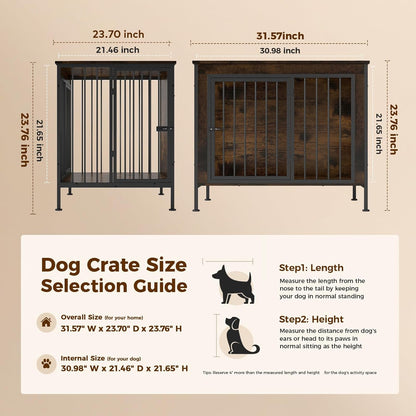48 Inch Large Dog Crate End Table, Heavy Duty Furniture Kennel for Medium & Large Dogs with Multiple Locks, Wooden Pet Cage, White