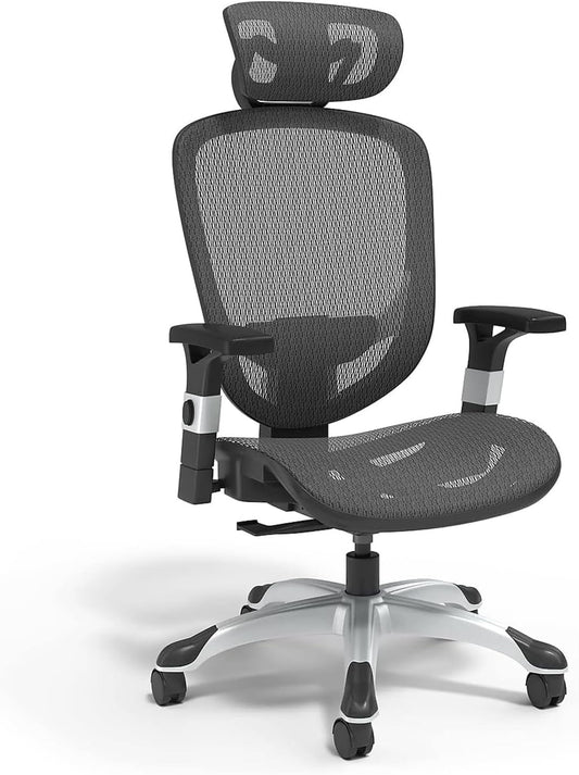 Hyken Ergonomic Swivel Task Chair, Adjustable Office Chair with Breathable Mesh and Lumbar Support, Perfect for Home and Office, Black