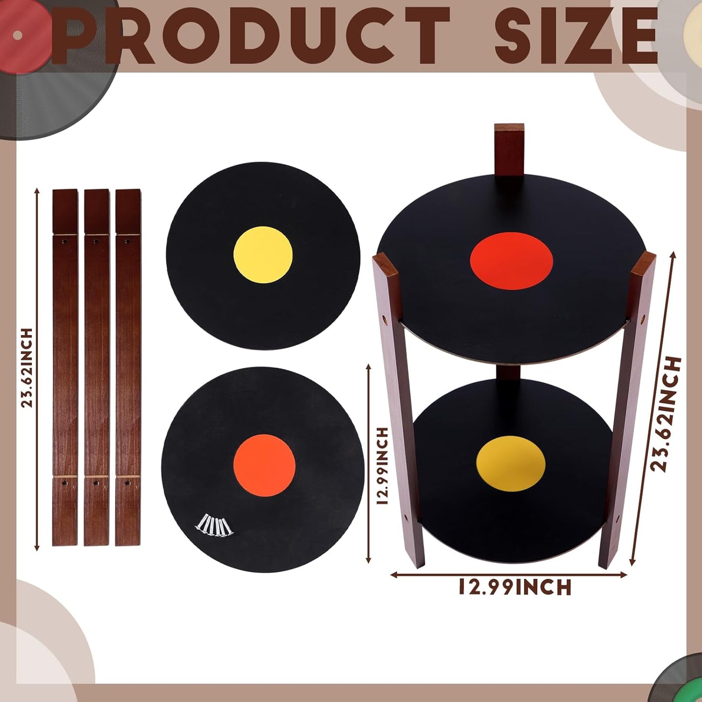 2 Pack Record Player Stand Retro 2-Tier End Table Small Sofa Coffee Side Tables Nightstand Bedside Stand Bedroom Record Holder and Multi-Functional End Table for Living Room