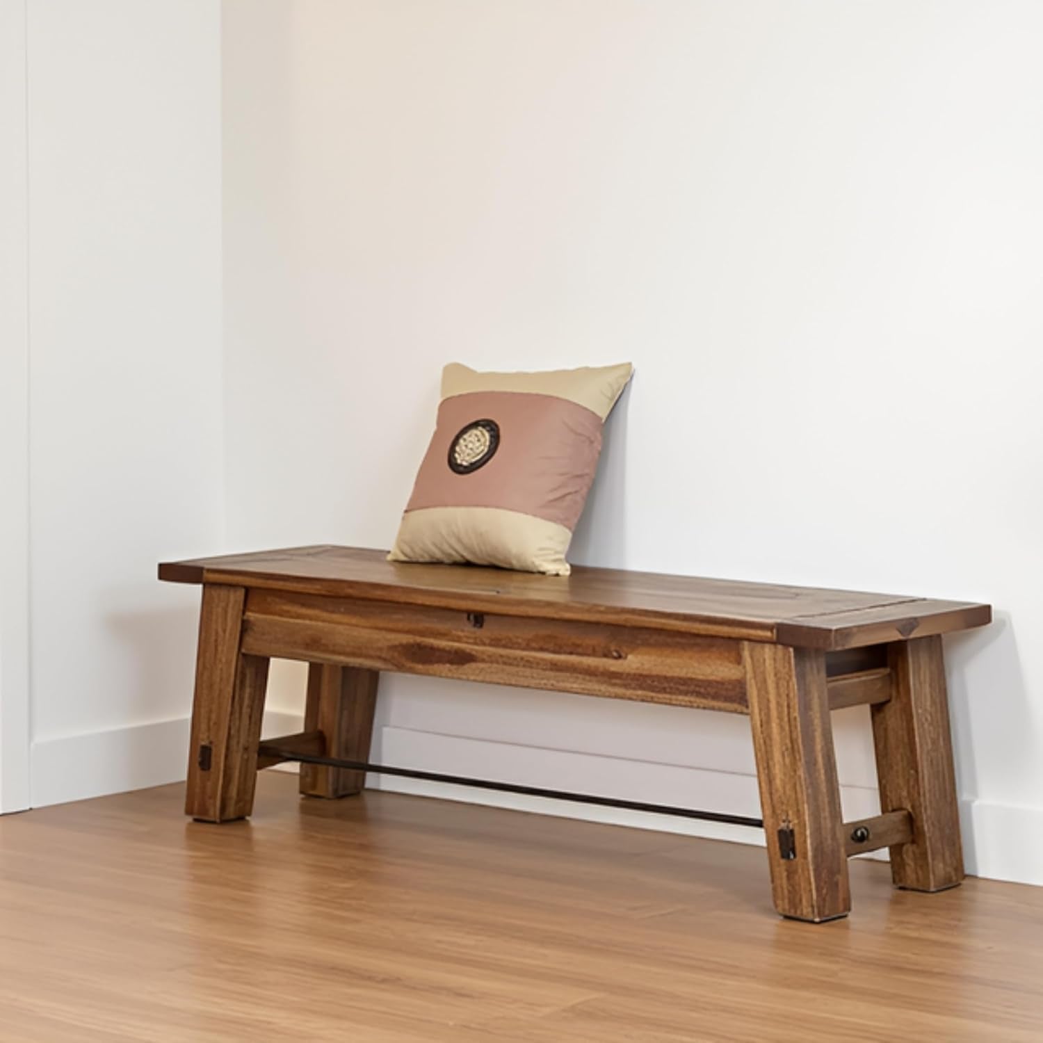 Durango Rustic Farmhouse Style 60-Inch Wood Bench - Industrial Modern Accent Furniture with Solid Wood Seat for Entryway, Dining Room, Hallway, Foyer, or Kitchen by