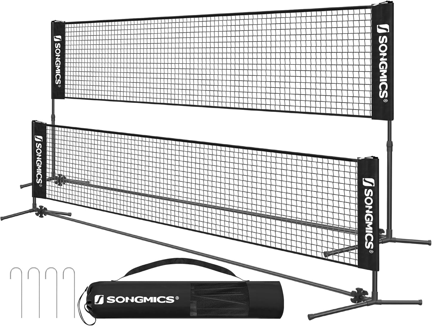 Badminton Net, Height Adjustable Volleyball Net, Pickleball Net for Junior Tennis, Kids, Indoor Outdoor Court, Foldable Nylon Net with Poles 10Ft/13Ft/16.5Ft Wide