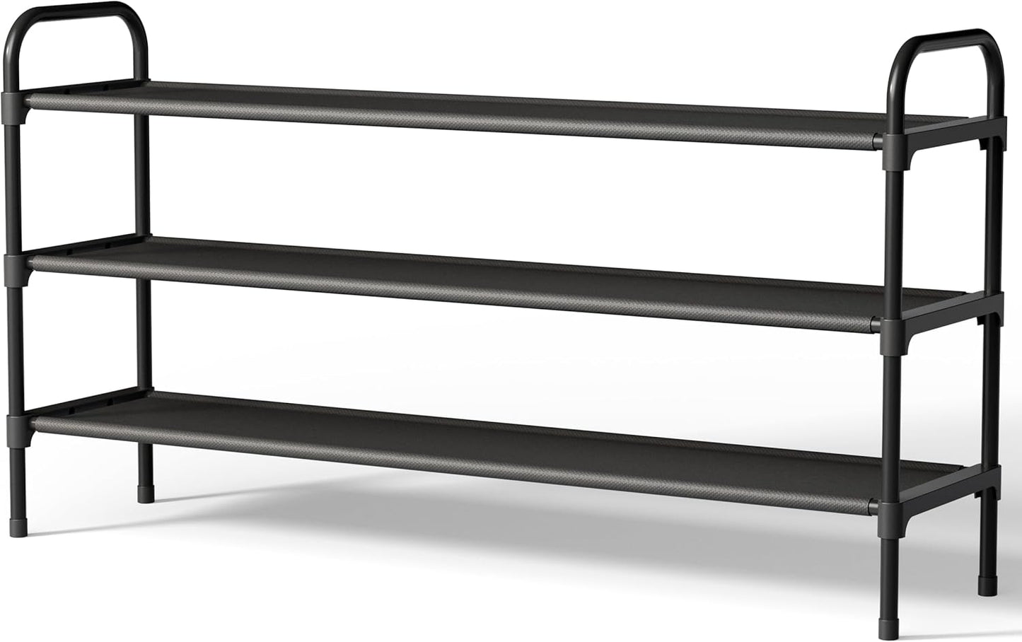 Extra-Long Shoe Rack for Closet, Shoe Organizer for Front Door Entrance, Stackable Shoe Shelf, Detachable Closet Organizers and Storage, 39.0" Wide - 3 Tier, Black
