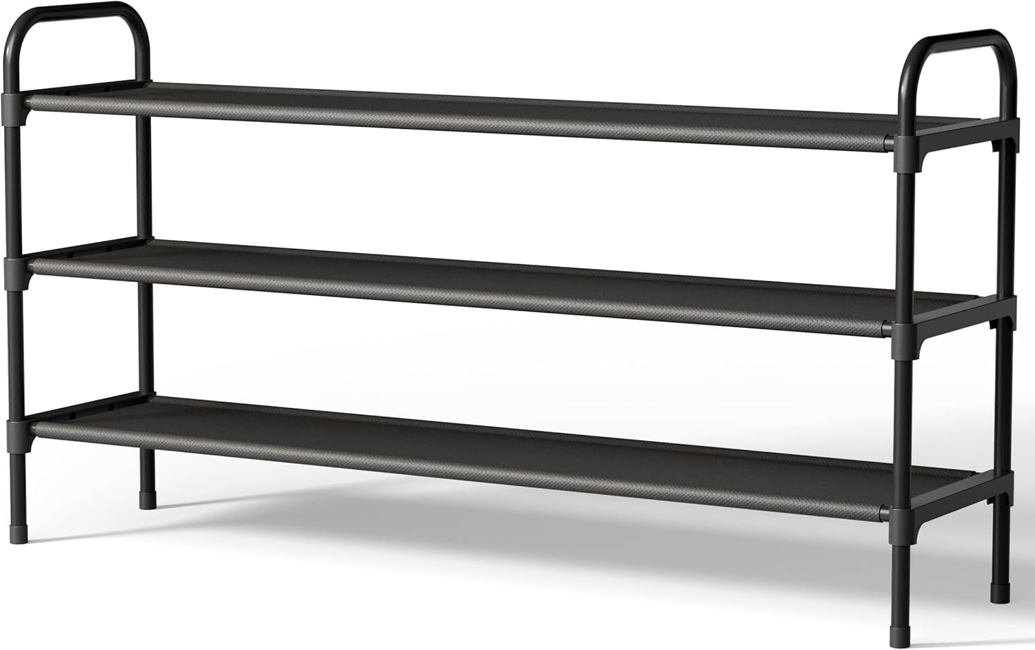 Extra-Long Shoe Rack for Closet, Shoe Organizer for Front Door Entrance, Stackable Shoe Shelf, Detachable Closet Organizers and Storage, 39.0" Wide - 3 Tier, Black