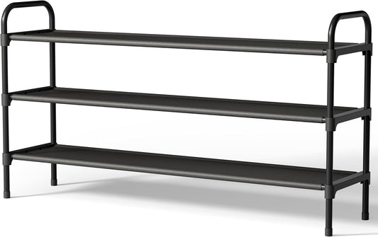 Extra-Long Shoe Rack for Closet, Shoe Organizer for Front Door Entrance, Stackable Shoe Shelf, Detachable Closet Organizers and Storage, 39.0" Wide - 3 Tier, Black
