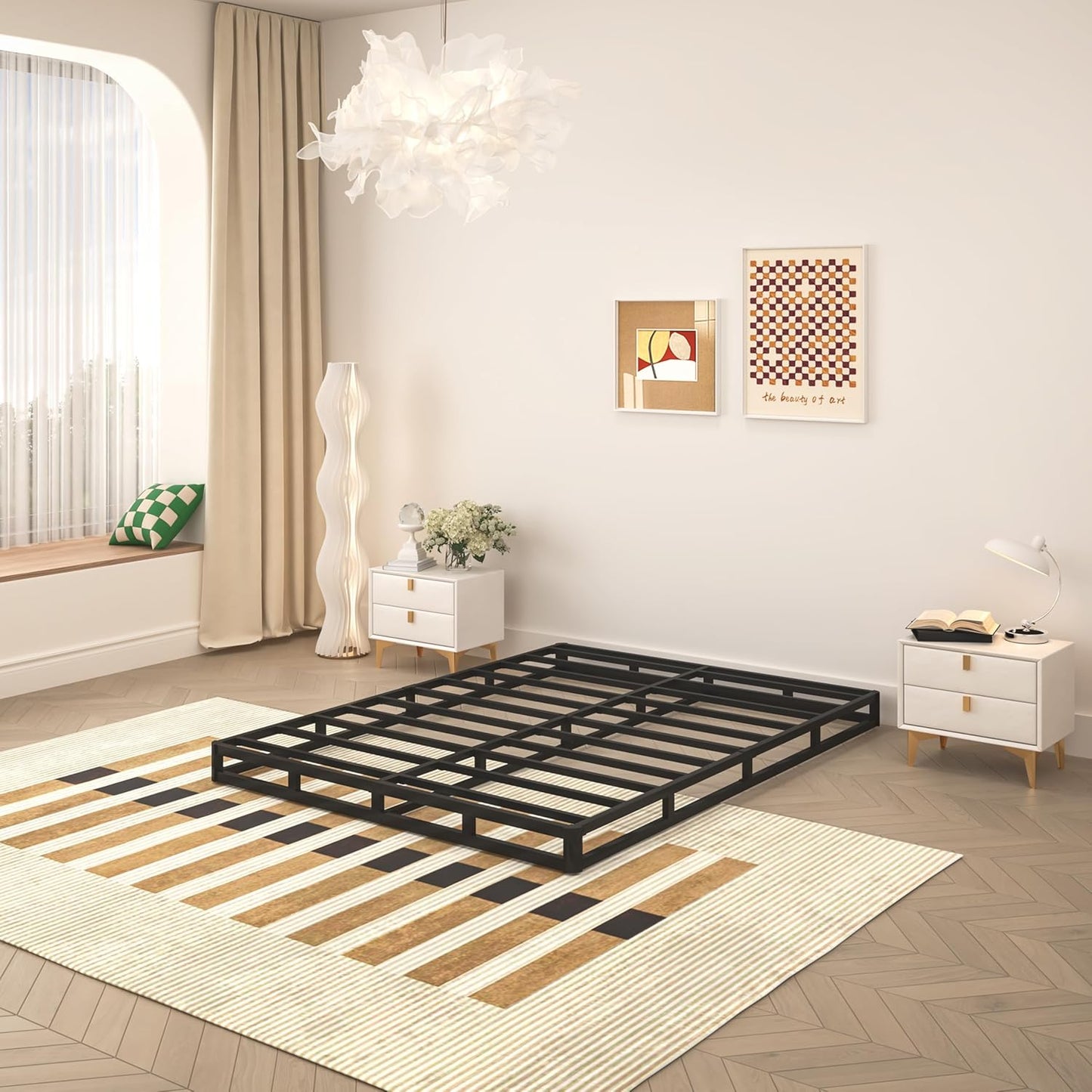5 Inch Box Spring for Queen Bed, Heavy Duty Metal Mattress Foundation, 3000 Lbs Capacity, Low Profile, Noise-Free, Easy Assembly with Fabric Cover