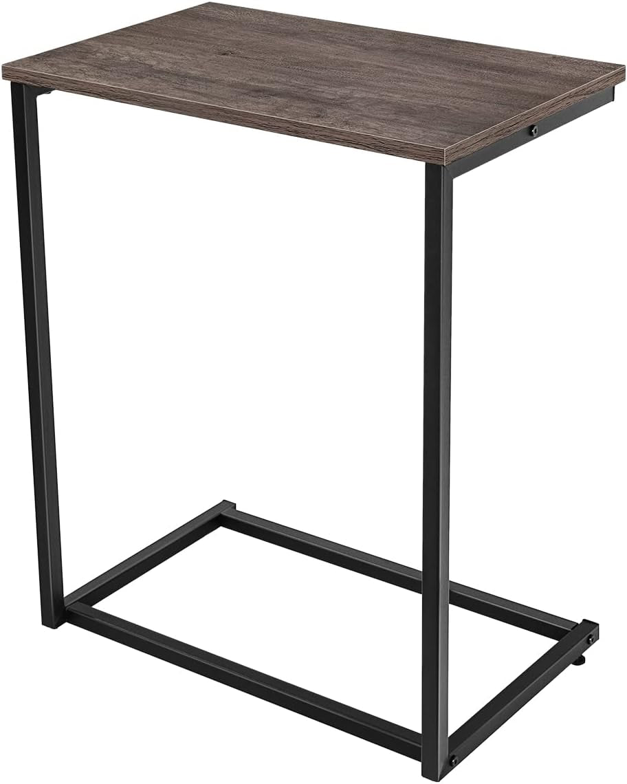 Sofa Side Table Couch End: C Shaped Table That Slide under for Small Spaces Bedside Living Room - Narrow C Tray Laptop Rustic Grey C Shaped End Table-3 C Shaped End Table-3