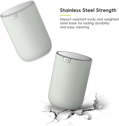 Mini Desk Trash Can with Swing-Top Lid 0.4 Gallon Small Table round Wastebasket for Office, Home, Car (Sage)