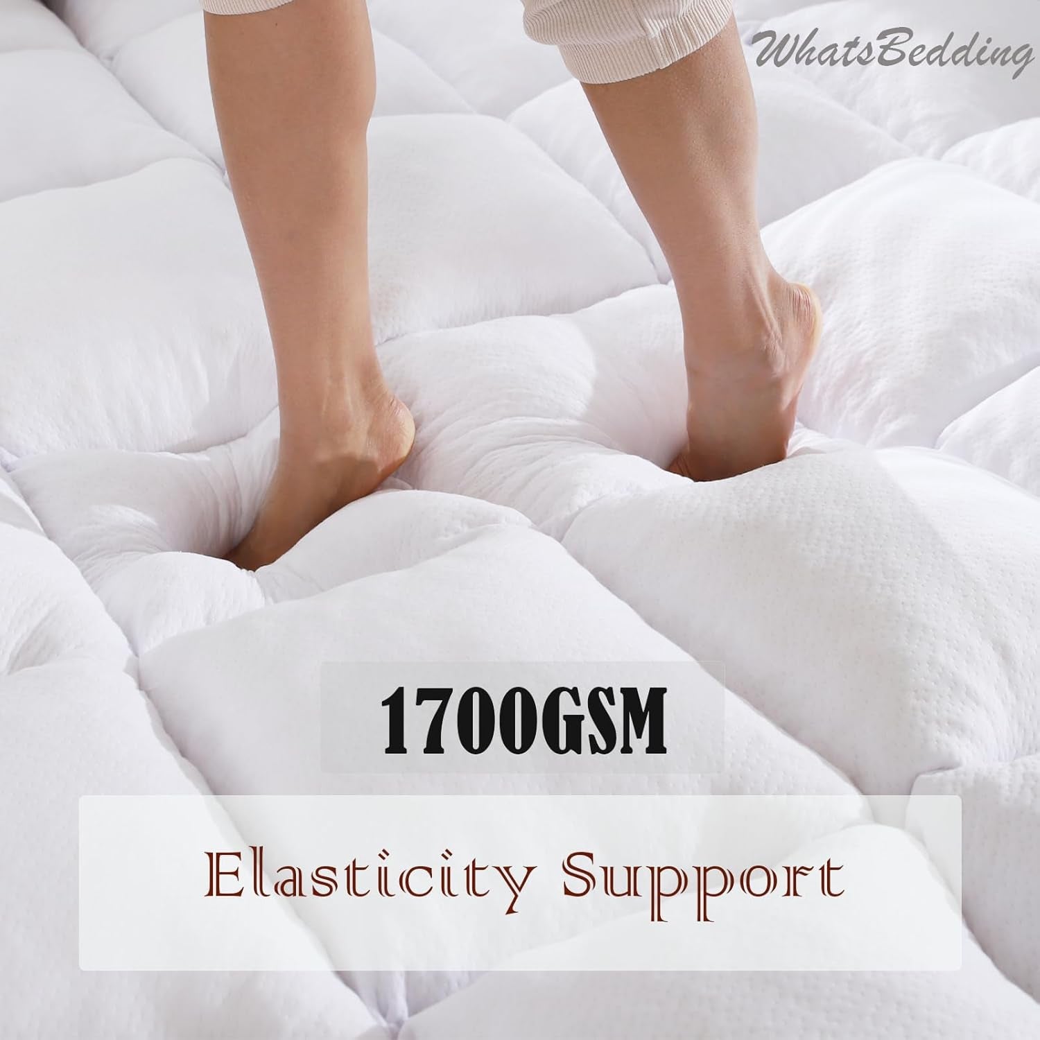 Memory Foam Mattress Topper Queen Size Memory Foam Filled Warming Cooling Fluffy & Soft Pillow Top, Anti-Slip Bottom, 4 Elastic Straps, 80X60 Inch, Queen