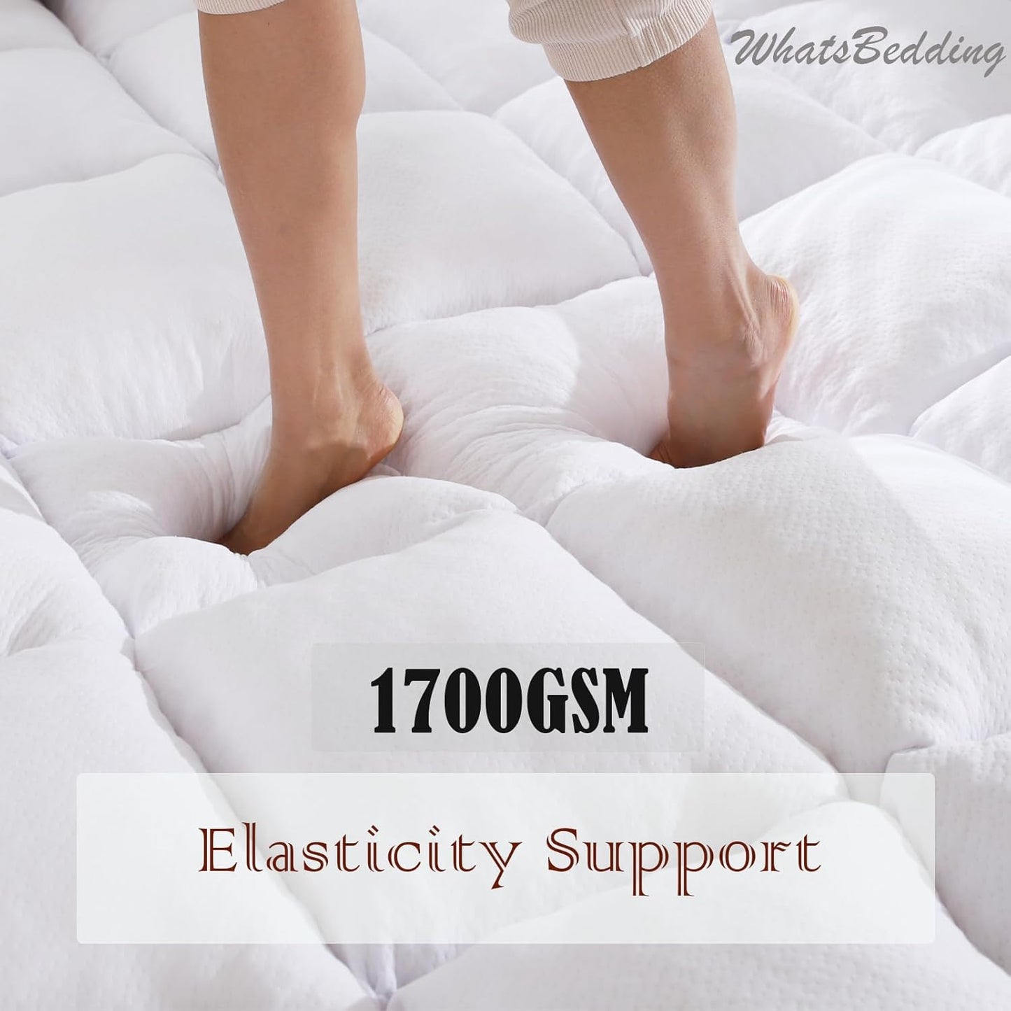 Memory Foam Mattress Topper Queen Size Memory Foam Filled Warming Cooling Fluffy & Soft Pillow Top, Anti-Slip Bottom, 4 Elastic Straps, 80X60 Inch, Queen