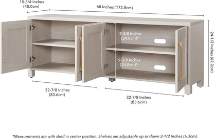 Rectangular TV Stand for Tv'S up to 80" in Alder White, TV Stands for the Living Room