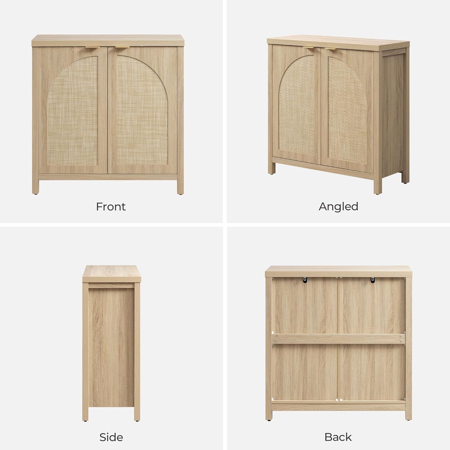 68" W Rattan Sideboard Buffet Cabinet with Storage Set of 2, Mid Century Modern Credenza with Arch Doors & Shelves Boho Coffee Bar Media Console Cabinets for Kitchen, Living Room, Entryway