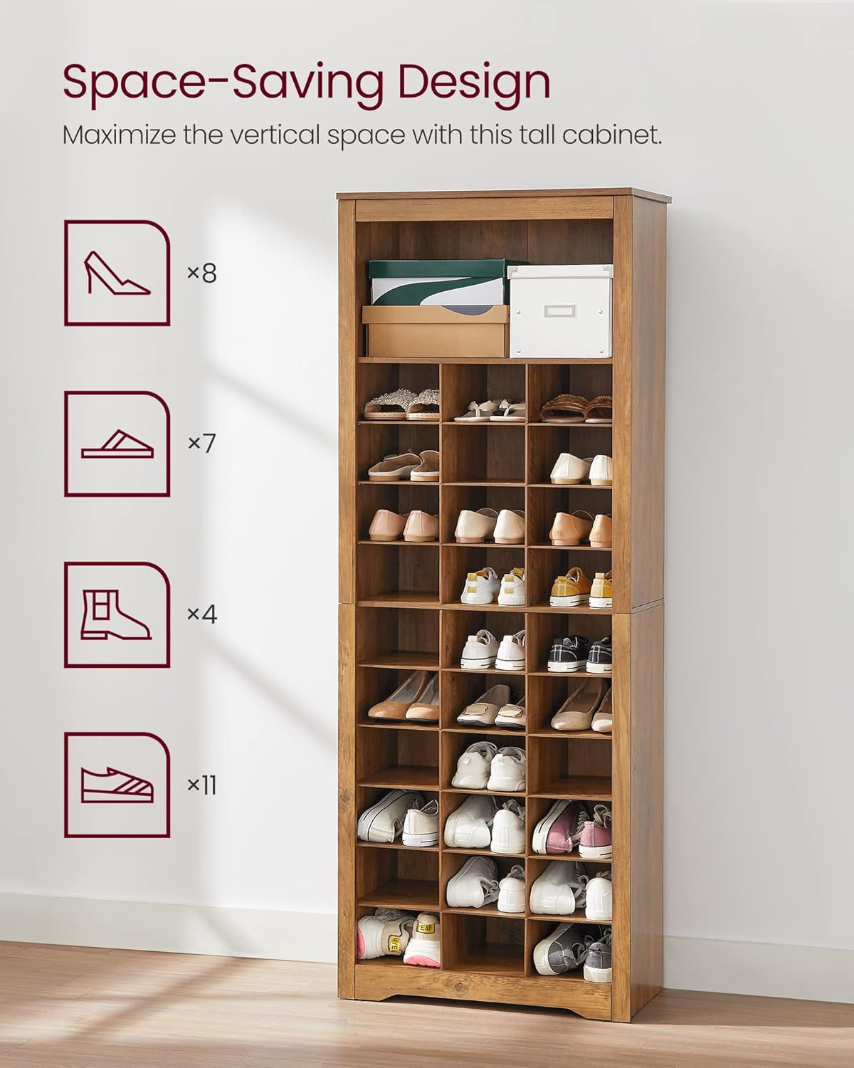 Shoe Storage Cabinet, 10 Tier Shoe Rack Organizer, Holds up to 30 Pairs of Shoes, for Entryway Bedroom, 12.6 X 24.8 X 73.6 Inches, White ULBS273T14