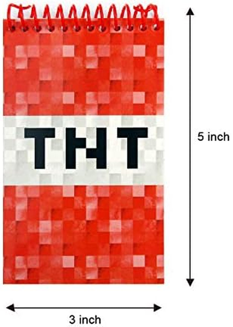 Pixel Miner Party Favor Set of 60 Pcs (12 Party Favor Treat Goody Bags with Handles, 24 Self-Ink Stamps for Kids, 12 Multi-Point Pencils, 12 Small Spiral Notepads)