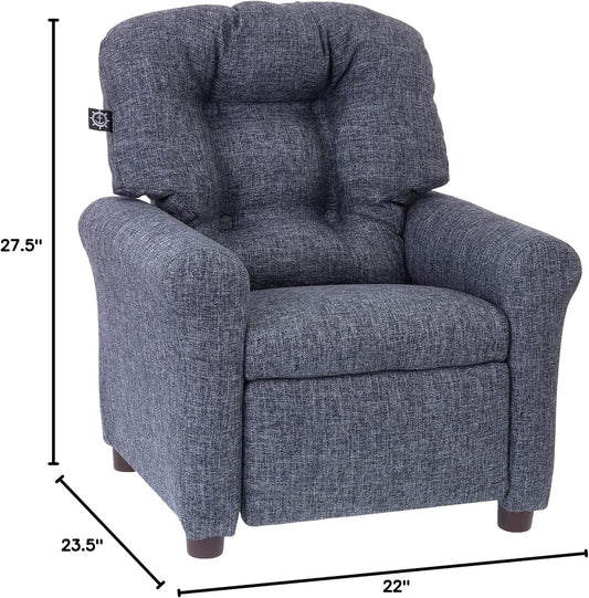 Traditional Kids Recliner Chair, Toddler Ages 1-5 Years, Polyester Linen, Gray