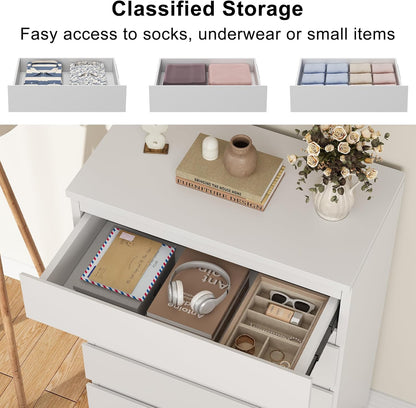 White 5 Drawer Dresser for Bedroom, 15" D X 23.7" W X 40.4" H in Simply Modern Chest of Drawers, Wood Storage Dresser with Deep Drawers for Living Room Hallway Entryway, White